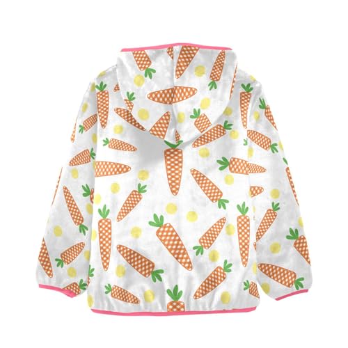 OTVEE Easter Checkered Carrots Kids Hoodie Jacket Fall Spring Full Zip Warm Outwear Coat2