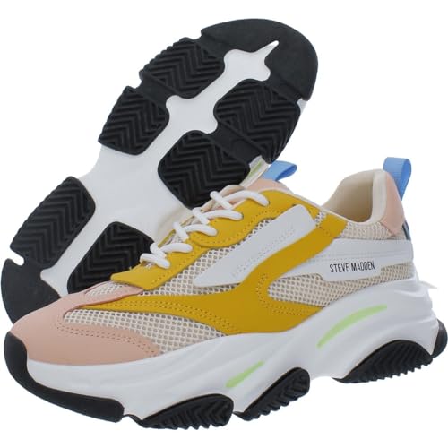 Steve Madden Steve Madden Possession Womens Sneaker, Yellow Multi,Size 11