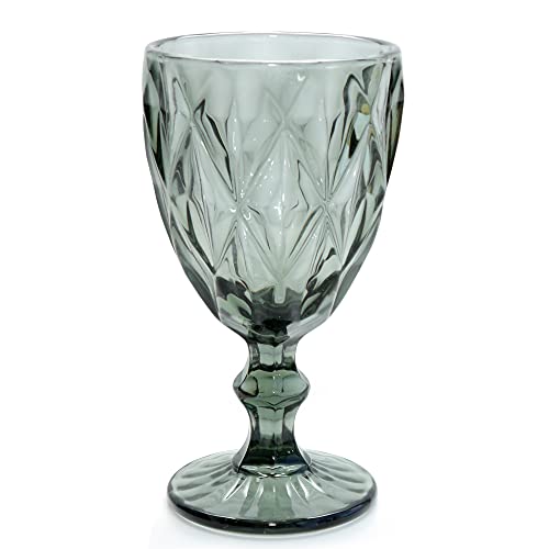 Weinglas MADISON grau anthrazit Trinkglas Weinkelch mit Rautenmuster Retro Cover