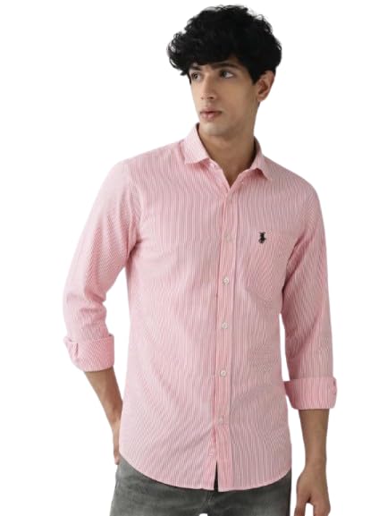 Image of Premium Men's Striped Casual Shirt - Regular Fit | Oxford Weave | Full Sleeve | Pure Cotton. 02