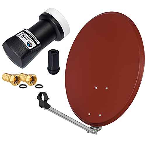 Sistema de satélite digital HD de 60 cm, de acero, con espejo y 1 LNB individual para recibir señales DVB-S/S2 Full HD 3D 4K Ultra HD (UHD) + conector incluido