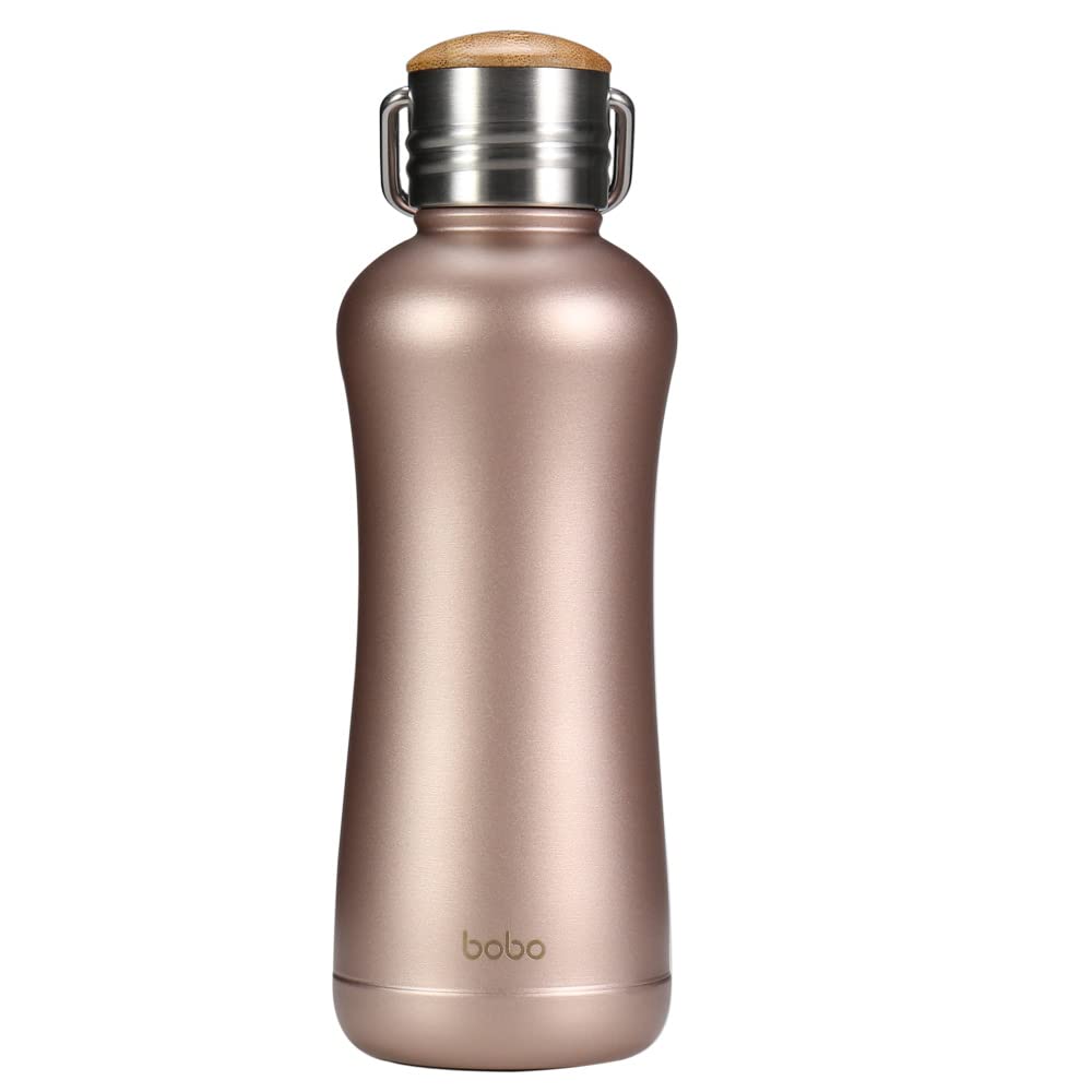 YOHKOH Mini Vacuum Insulated Water Bottle With Bamboo Lid - Stainless Steel Thermos Water Bottle for Women Girls Kids, Metal Sports Hot and Cold Water