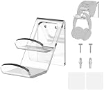Geekria Wall Mount Controller Holder, Acrylic Headphone & Gamepad Stand, Dual Storage Gaming Hook, Wall Mounted Headset Hanger for PS5 PS4 Xbox Controllers, Space Saving Organizer