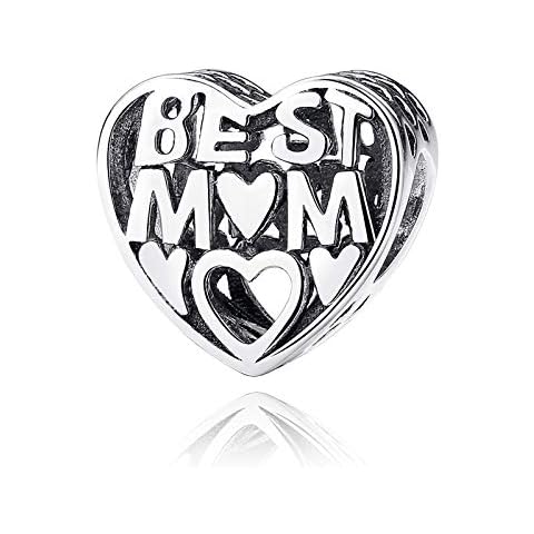 NINGAN I Love Mum & Family Charm fits Pandora Charms Bracelet 925 Sterling Silver Love Heart Charm - Mother's Day Birthday Jewelry Gift for Women (Best mum) Cover