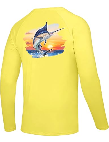 Image of Men's Rash Guard Long Sleeve, UPF 50+ UV Protection Sun Shirt, Quick Dry Lightweight T-Shirt for Fishing Swim Surf