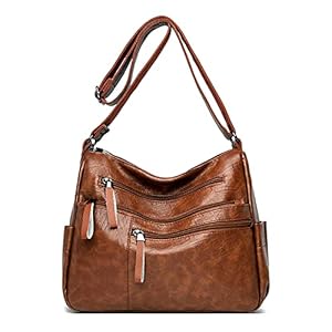 Leather Crossbody Bags for Women Multi Pockets Shoulder Handbags Lightweight Small Satchel with Adjustable Shoulder Strap