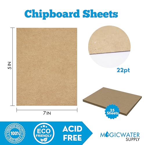image for 25 Chipboard Sheets 5 x 7 inch - 22pt (Point) Light Weight Brown Kraft