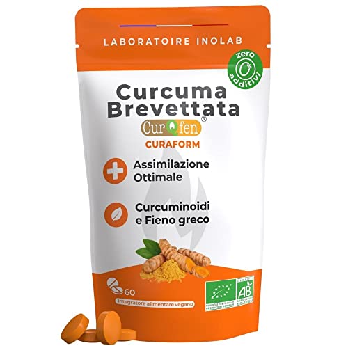 Curcuma Bio Brevettata CurQfen® | biodisponibile X 45 rispetto a un estratto di curcumina 95% + Piperina pepe nero | Risultati clinicamente provati