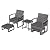 Patiorama 5 Piece Outdoor Patio Wicker Furniture Set, All Weather Grey PE Rattan Chair and Ottoman Footstool Set, W/Coffee Table, Cushions (Dark Grey) for Garden, Balcony, Porch, Space Saving Design