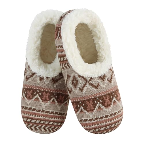 Image of Snoozies Nordic Sherpa-Lined Cozy Slipper Socks for Women Indoor, Womens Warm Slippers for Winter, Soft Slippers for Women