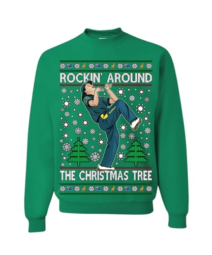 Memetic Ugly Christmas Sweater Breakdancer Raygun Rocking Around The Christmas Tree Unisex Sweatshirt