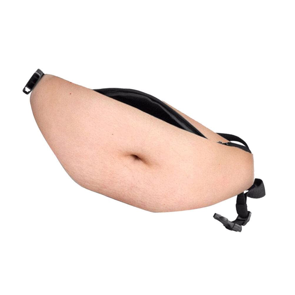 Belly Waist Bags Dad Bag Fanny Packs Unisex Fake Hairy Belly Waist Zipper Pack Bags Unisex Anti- Secure Traveling Running Bag (Type 04)