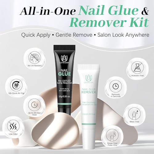 Image of LEYKOSH Nail Glue and Remover Set, 10g Glue 10ml Remover