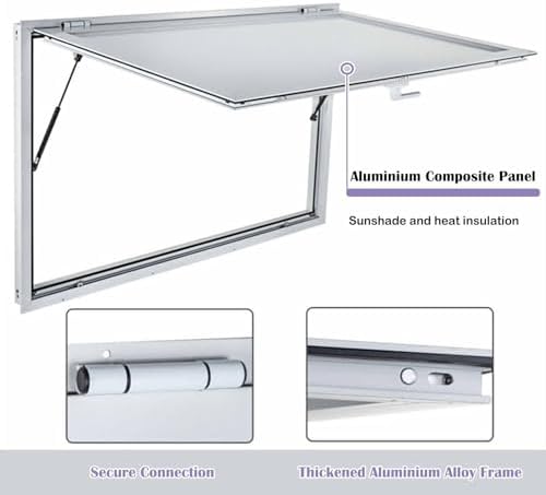 Lockable Concession Window with 85° Awning Door - Perfect for Food Trucks, Trailers, Sheds, Snack Bars & Cake Shops - Durable, Secure, Easy Access,45" Wx33 H(114x83.5cm)
