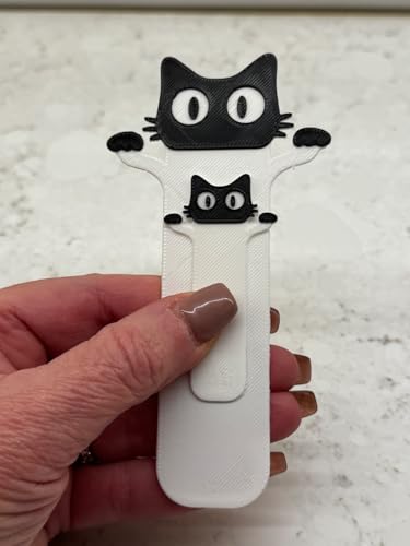 Image of Set of 6 Cute Cat Bookmarks for Cat Lovers - Peekaboo Black Cat Design with 3 Large & 3 Small Bookmarks | Fun Gift for Readers, Kids, Students | Eco-Friendly Bioplastic