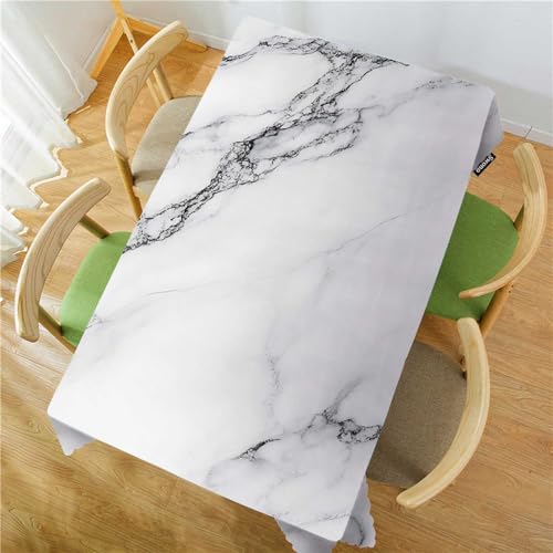 Swono Marble Table Cloth Rectangle Tables Abstract White Gray Marble Texture Kitchen Table Cover Oblong 52"X70" Tablecloth for Dining Table Buffet Parties Patio and Camping by Swono - Used condition - Image 2