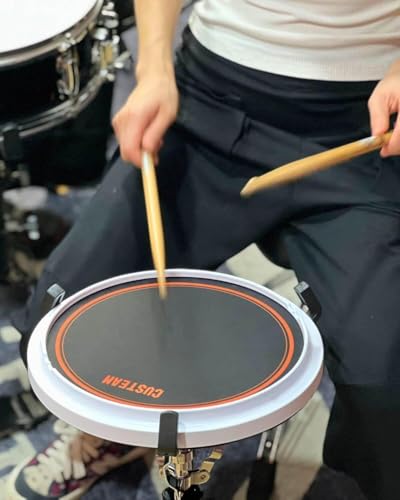 CUSTEAM 12inch drum practice pad - Silent Practice Drum Pad - Built-in Drum Head, Real Drumming Experience