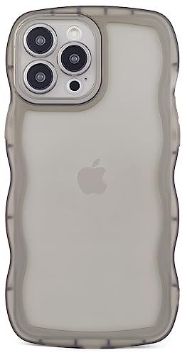 Image of Compatible with iPhone 14 Pro Max Case 6.7 inch 2022, Cute Kawaii Curly Wave Frame Shape Soft Silicone Shockproof Protective Phone Cover for Women Girls, Clear /Black