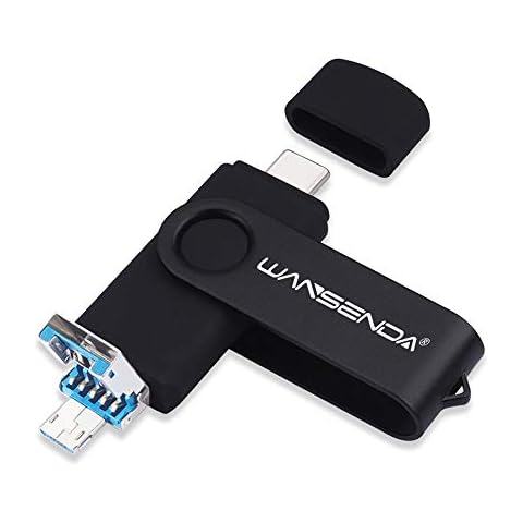 128GB 3 in 1 Memory Stick USB 3.0 USB Stick Wansenda USB Type C Pen Drive OTG Flash Drive For Micro USB/Type-C Android Devices/PC/Mac (128GB, Black) Cover