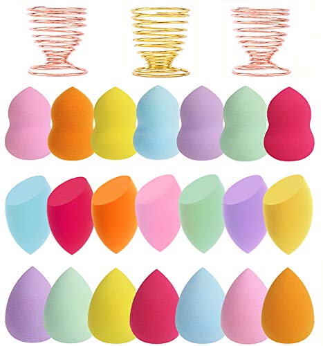 Abgream 15 Pcs Makeup Sponges Set - 3 Shapes Multi-Colored Soft Cosmetic Sponges for Liquid, Cream & Powder Foundation, Concealer (Pink/Nude/Purple/Green/Blue)