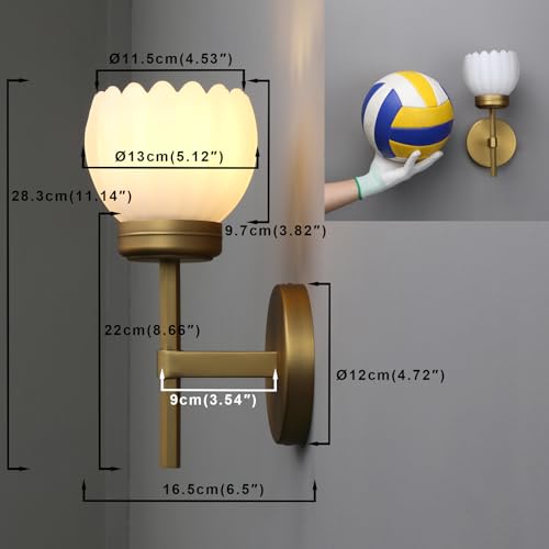 Image of Yosoan Brass Boho Indoor Vintage Wall Sconce Set of 2, Modern Vanity Gold Industrial Hardwired Wall Mounted with Milk Transparent Tulip Flower Shade for Living Room Bedroom Kitchen Hallway(Antique)