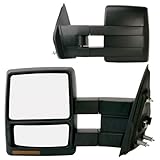 Fit System 61185-86F Ford F-150 Driver/Passenger Side Heated Power Extendable Towing Mirror with Turn Signal and Puddle Lamp - Pair