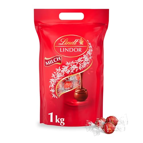 Lindt LINDOR Schokoladen Kugeln Vollmilch | ca. 80 Milch-Schokolade mit zartschmelzender Füllung | Großpackung,...