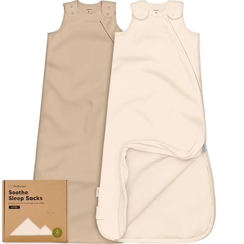 Image of 2-Pack Organic Baby Sleep Sacks, 100% Cotton 0.5TOG (Ecru, 18-24M) | Soft Breathable, Baby Wearable Blanket, Toddler Sleeping Sack 18-24 Months, Easy to Wear Transitional Swaddles for Newborns
