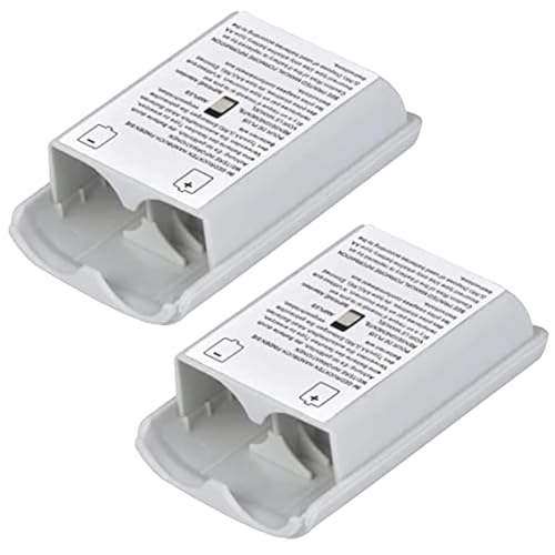 2 Pack Battery Pack Cover for Xbox 360 Wireless Controller, Replacement Battery Pack Cover Shell Case for Xbox360 (White)