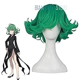 Junww New Arrival Green Tatsumaki Cosplay Wigs Short Wavy Heat Resistant Synthetic Hair Perucas...
