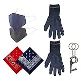 Be Wise Washable & Resusable Personal Protection Face Mask, Gloves, and Touch Tool Utility Kit, Red/Blue, 8 Pack