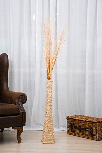 LEEWADEE-jarron-Grande-para-el-Suelo--jarron-Alto-Hecho-a-Mano-de-bambu-y-Rafia-contenedor-de-pie-para-Ramas-Decorativas-75-cm-Color-Natural 41M7enOz ZL