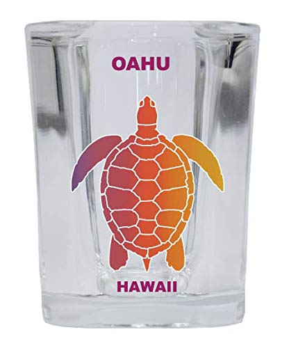 Oahu Hawaii Souvenir Rainbow Turtle Design Square Shot Glass