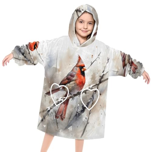 Wearable Blanket Hoodie for Kids, Magnificent Birds Fleece Sweatshirt Blanket Oversized Blanket Sweatshirt with Pocket Flannel Warm Hooded Blanket 6-10 Year Old Girl Boy Gift, One Size
