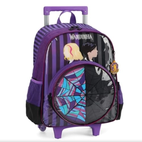 MOCHILA COM RODAS ROXO WANDINHA - LUXCEL - IC39846WD2800UN