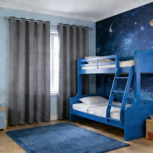 Rideaux opaques design moderne gris à oeillets haut de gamme