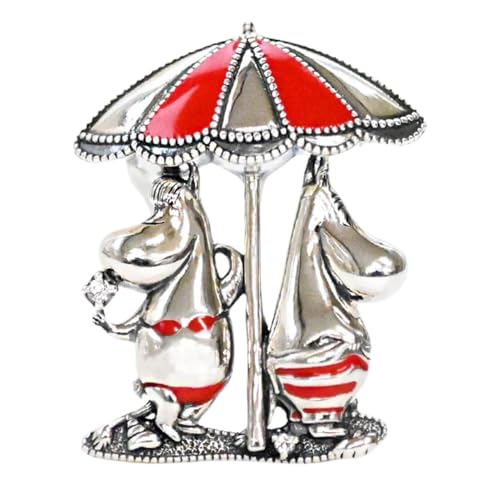 碌山(Rokuzan) ムーミンサマーパラソル ブローチペンダントトップ ※専用BOX付き【ムーミン×碌山アンティークスタイルジュエリー】