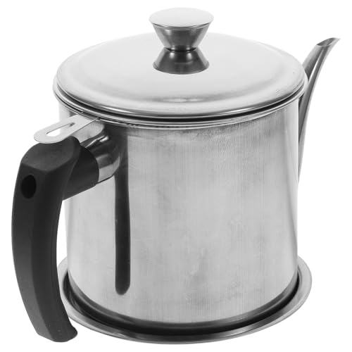 TOGEVAL Olla de Aceite Acero Inoxidable con Colador y Base Recipiente para Grasa de Tocino y Filtro para Cocina Mango Aislante y Fácil Limpieza