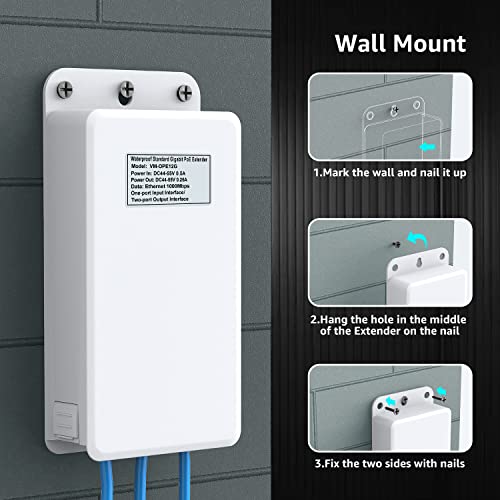 Image of 1 in 2 Out PoE Repeater, 1000Mbps, Waterproof, Extends 100m, Plug & Play by VIMIN