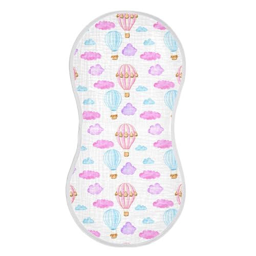Balloon Pattern Baby Burp Cloths for Boys and Girls, Soft Muslin Spit Up Towels, 22