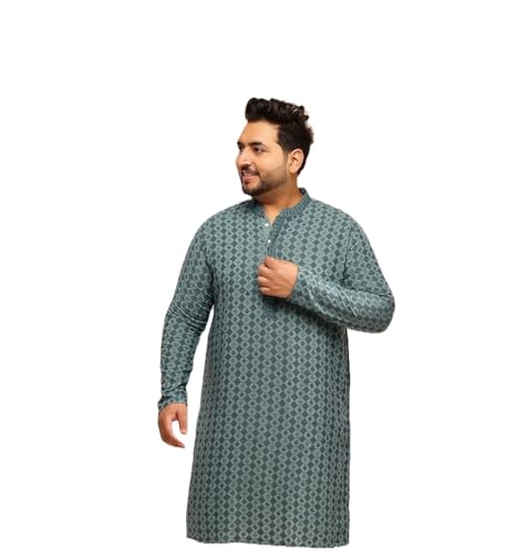 Image of SOJANYA Plus (Since 1958) Men's Cotton Ethnic Motifs Embroidered Long Kurta