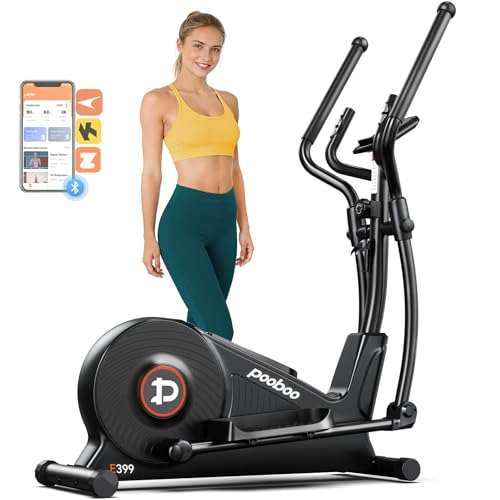 pooboo Elliptical Machine, Elliptical Exercise Machine with 16-Level Resistance&Hyper-Quiet Magnetic Driving System, Elliptical Machine for Home with LCD Monitor&15.5IN Stride, 350LBS Weight Capacity