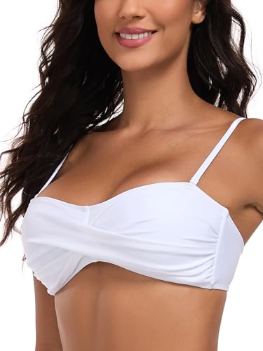 Ocean Blues Women's Strapless Bikini Top Bandeau Swimsuit Off Shoulders Bikini Top Wire-Free Bathing Suit Top2