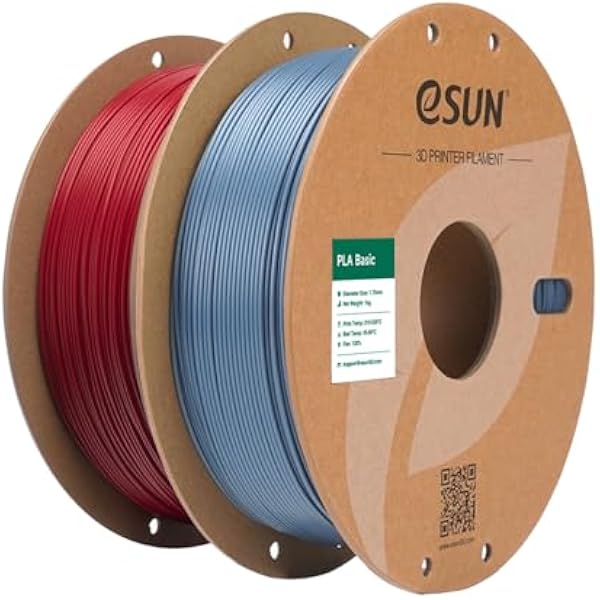 eSUN PLA Basic Filament 1.75mm do drukarki 3D 2x1kg Ognista czerwień Dokładność wymiarowa - 0 03 mm. Płynne i szybkie drukowanie bez zapychania. Materiał premium dla drukarek 3D FDM.