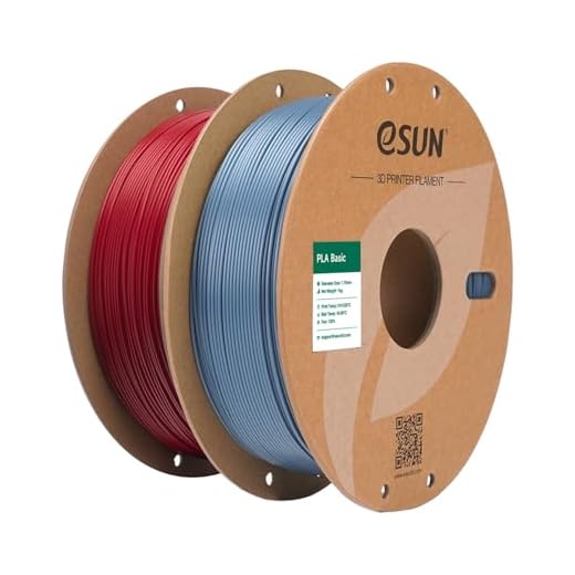 eSUN PLA Basic Filament 1.75mm, 3D Printer Filament High Speed PLA for Fast Printing, 1KG Spool, 2 Spools 3D Printer Filament, Fire Engine Red + Grey