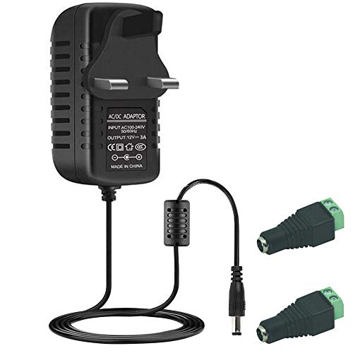 LBSC 12V 3A Power Adapter 60W AC to DC Wall Plug Transformer for LED Strip Light CCTV Camera LCD Monitor TV (12v3a a)