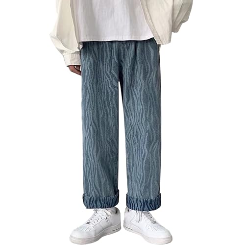 Stacked Jeans for Men Streetwear Hip Hop Style Denim Pants Baggy Long Trousers Trendy Urban Look