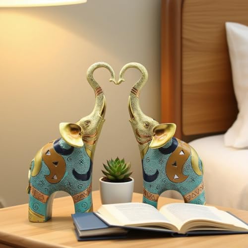 Estatuas de Elefantes Dorados para Decoración de Hogar, 8.46 Pulgadas, 2 Unidades miniatura 2