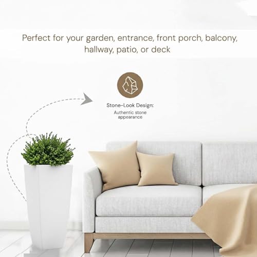 Image of Go Hooked Matrix 24 Inch Big Flower Pot | Outdoor & Indoor Planter for Balcony, Garden & Terrace | Durable Lightweight Decorative Polymer Pot for Live & Artificial Plants (White)