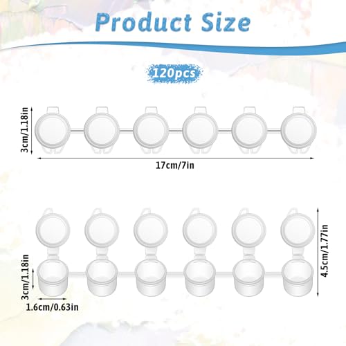 Image of 120 PCS Paint Containers with Lids, 0.1 Oz Empty Paint Pots with Lids 20 Strips Containers Acrylic Paints Storage Transparent Paints Pots for Craft Storage Classrooms Schools Painting